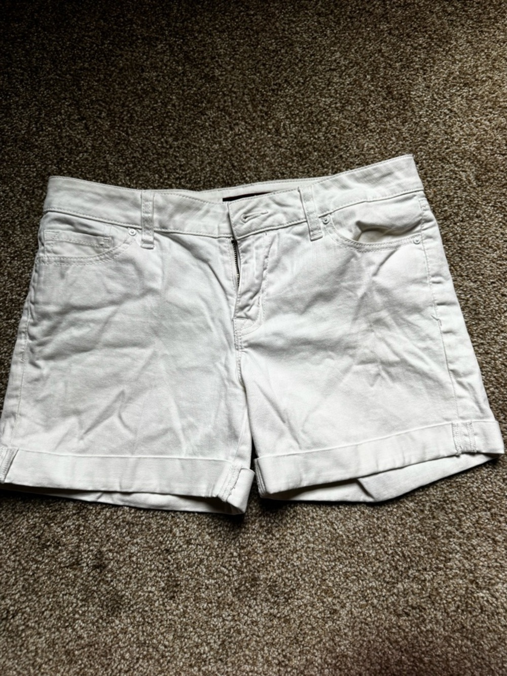 Tommy Hilfiger White Cuffed Denim Shorts
